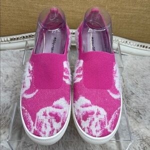 Easy Spirit Pink and White Casual Slip-Ons